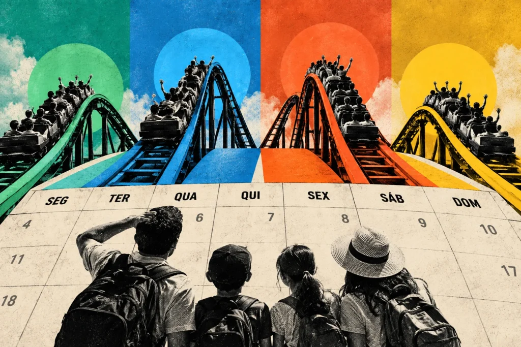 Quanto as filas mudam entre parques e dias?